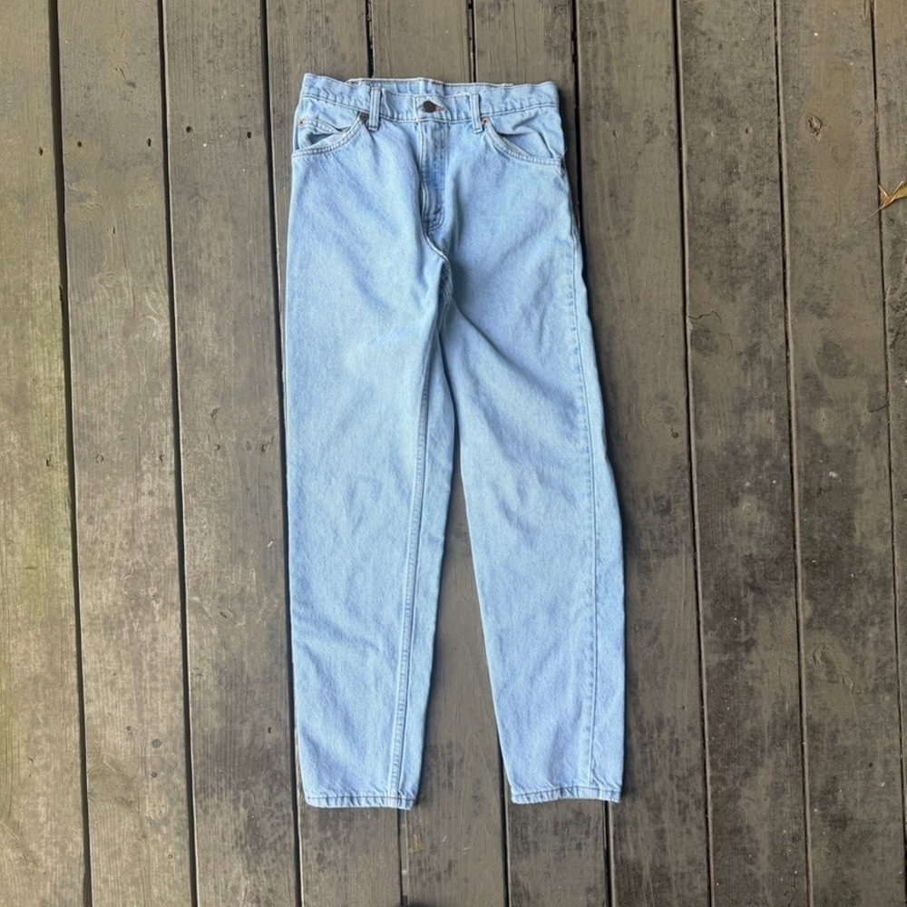 Levis Vintage Orange Tab Light Wash High Waisted Tapered Mom Jeans 29 X 30